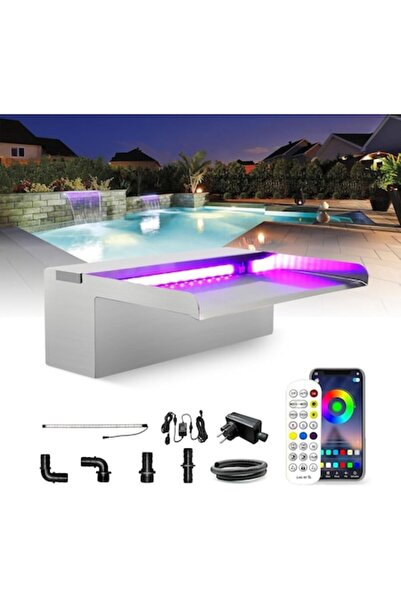 LONGRUN Fântână de grădină cu cascadă LR-8630, LED, 30 cm, oțel inoxidabil, i...