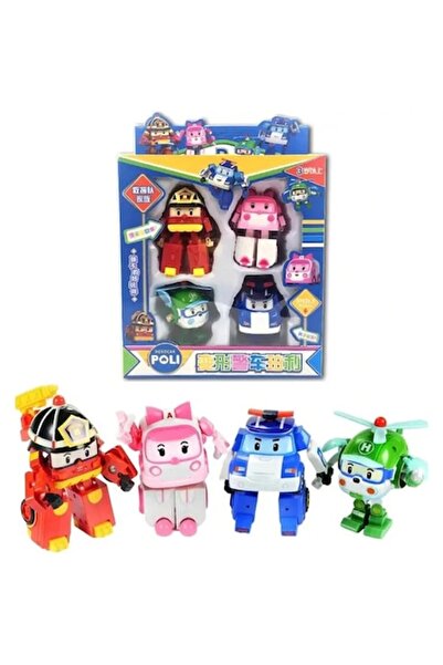 OEM Set of 4 Robocar Poli Transformable Toy Robots, Plastic, 5+, 11x10x15 cm, Multicolor