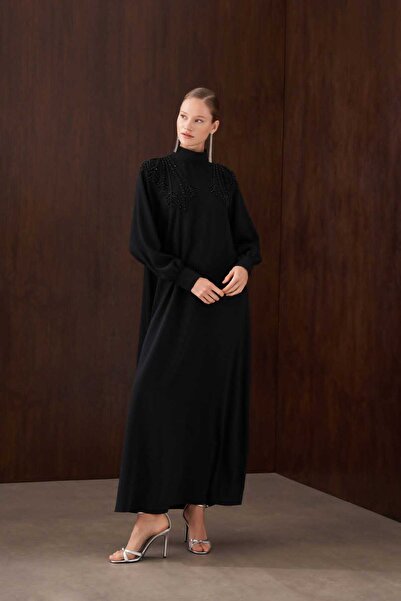 RECEP AYDIN Shoulder Handcrafted Beadwork Detailed Dress