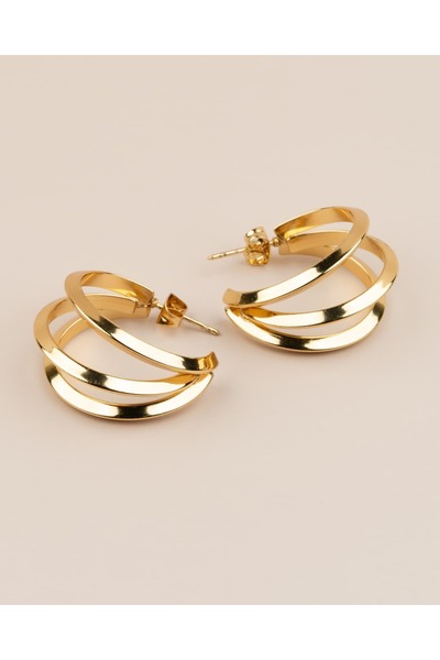 Portakal Esintisi Trevia Triple Look Half Hoop Steel Earrings
