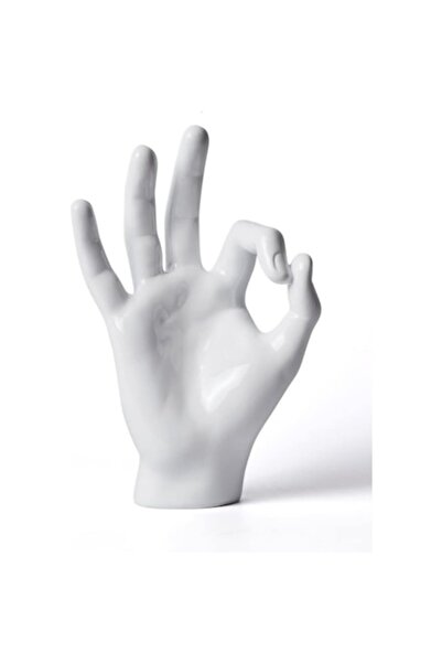 OEM Sculptură modernă de mână, decorațiune din polirășină, albă, 28 cm
