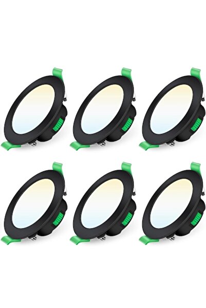 ALUSSO LED recessed spot, dimmable, 230V, 7W, 3000/4000/6500K, IP44, adjustable, set of 6, round, bl