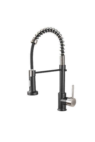 Saharina Baterie chiuvetă bucătărie, crom negru, aerator cu 2 funcții, cartuș...