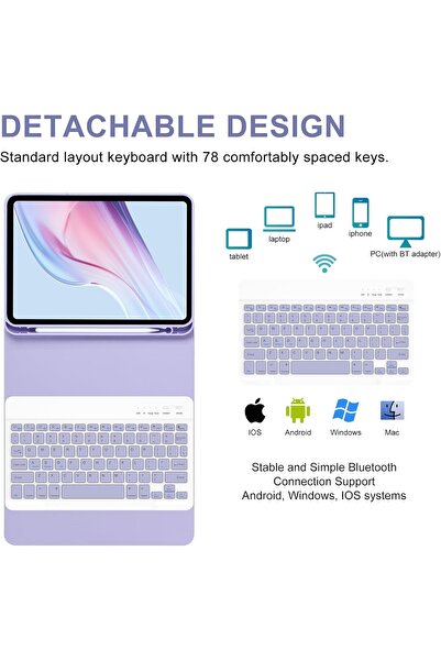 Alstrap iPad 11Th Generation A16 11-Inch/10Th Generation 10.9-Inch Compatible Wireless Tablet Case with Pen Holder and Keyboard