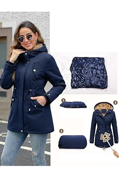 OEM Women's winter jacket CMTOP with hood, waterproof, lined, adjustable, navy, polyester, S