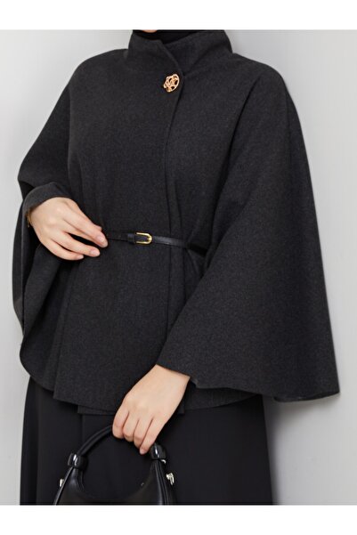 MODA ESRE FASHION PANÇO KAŞE KUMAŞ HAKİM YAKA KEMERLİ ANTRASİT GRİ RENK