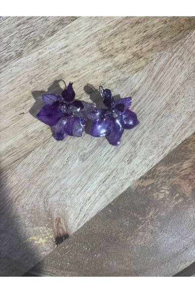 Lorys Boutique Earrings Natural purple orchid