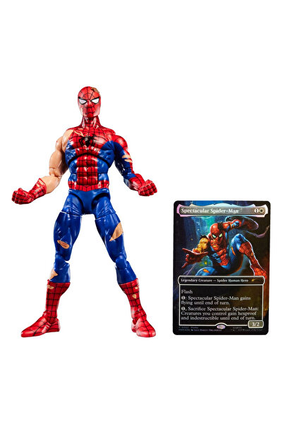 Hasbro Marvel Legends Battle-Damaged Spider-Man + Magic Foil Card 15 cm