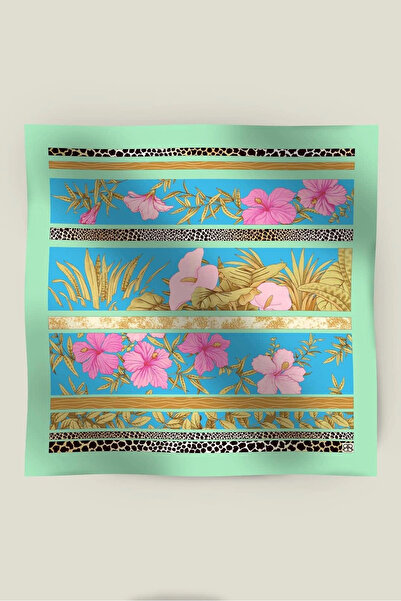 BUATLY Magical flowery türkuaz silk scarf