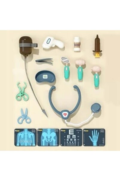 Junios Doctor play set Medical Cart with 15 pieces, lights and sounds, Blue