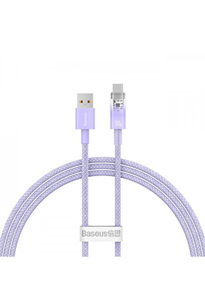 Baseus USB-A - USB-C Explorer Data and Charging Cable, 100W, 1m, Purple CATS010405