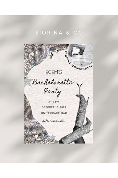 Siorina Co & Event Birthday Card Bride Bachelorette Card Doğum Günü Davetiye/...