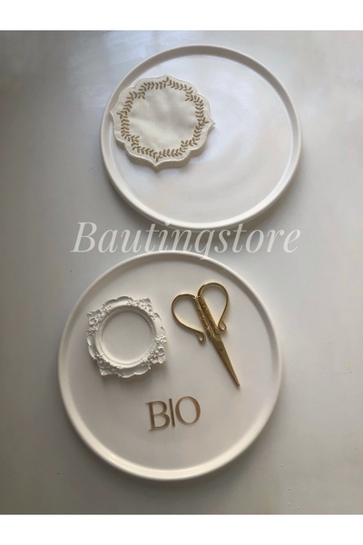 Bautinq Store Kişiye özel harfli el yapımı beton nişan ve söz tepsisi damat k...