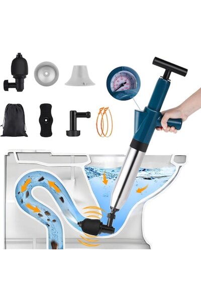 OEM Desfundător WC, 4 capete interschimbabile, oțel inoxidabil, presiune maximă 8 bar, compact