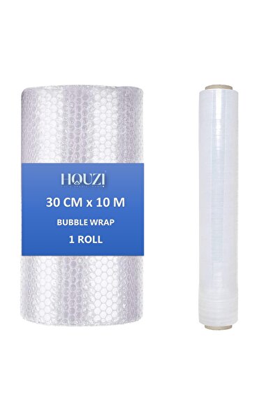 Houzi 1 لفة من ورق الفقاعات، 1 لفة من ورق التغليف المرن (30 سم × 20 متر) × (5...