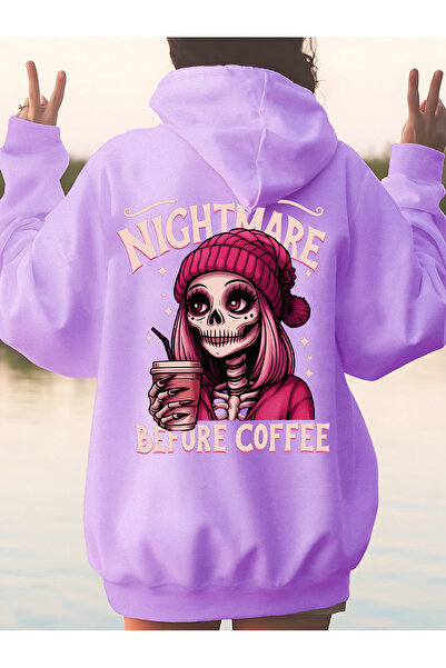 uyguntarz Unisex Nightmare Printed Hooded Sweatshirt