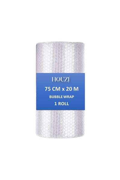 Houzi لفافة تغليف الفقاعات الهوائية، 75 سم × 20 متر، لفافة تغليف الفقاعات اله...