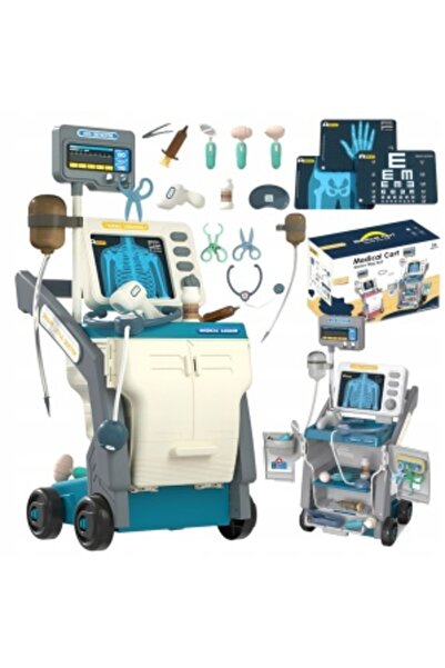 Junios Doctor play set Medical Cart with 15 pieces, lights and sounds, Blue