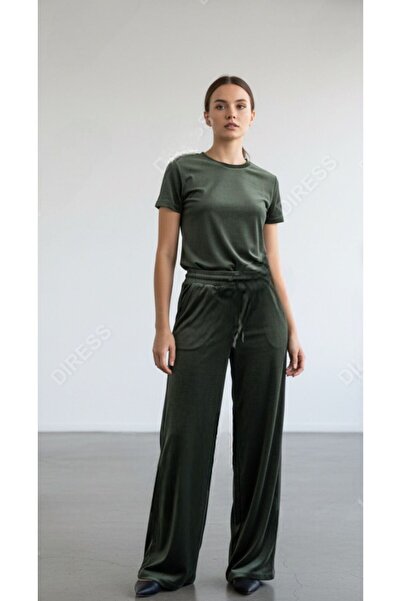 Fü Me Style Fü&Me Style Kadın Fransız Kadife Beli Lastikli Cepli Bol Kesim Eş...