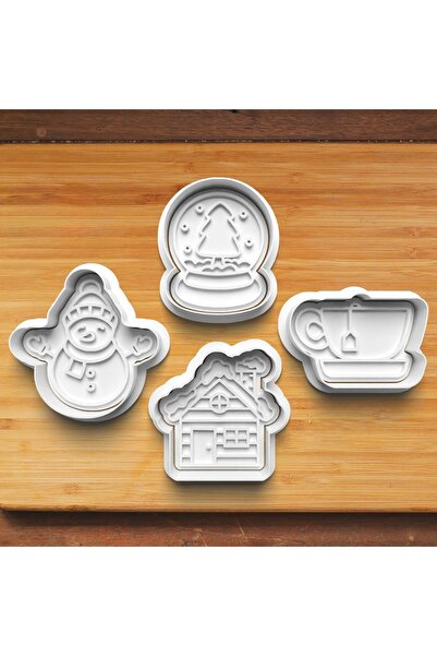 Hobist مجموعة من 4 قوالب كوكيز وعجينة السكر منقوشة لعيد الميلاد في المدينة