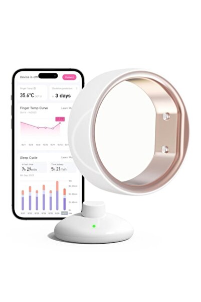 OEM Smart ring for monitoring fertility and ovulation, set with charging station, 5-day battery, white