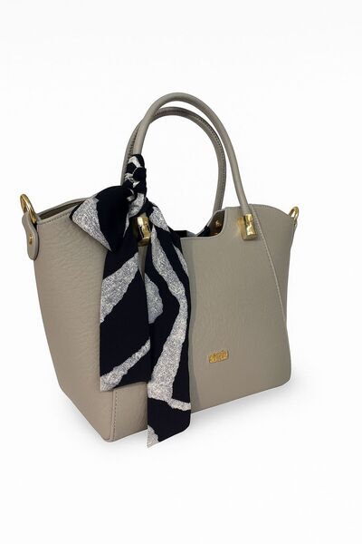 KS KADİR SARAÇ Women's Hand and Shoulder Bag with Soft Textured Scarf Detail