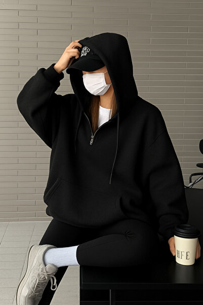 COOL TARZ Oversized Hooded Front Zippered Soft Fabric Sweatshirt