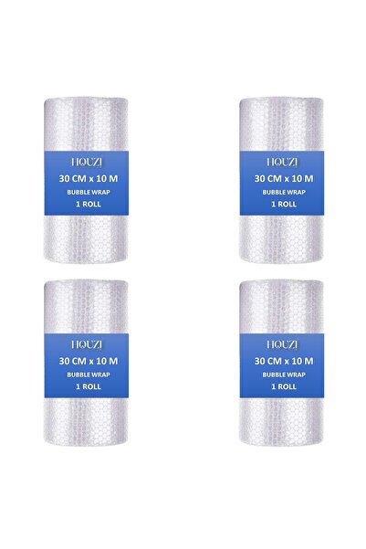 Houzi عبوة من 4 لفات لف الفقاعات الهوائية، 30 سم × 10 م، لفافة مبطنة بالفقاعات الهوائية