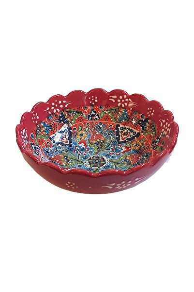 EHA Handmade ceramic bowl, Turkish style, 16 cm, Multicolor red,