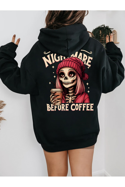 uyguntarz Unisex Nightmare Printed Hooded Sweatshirt