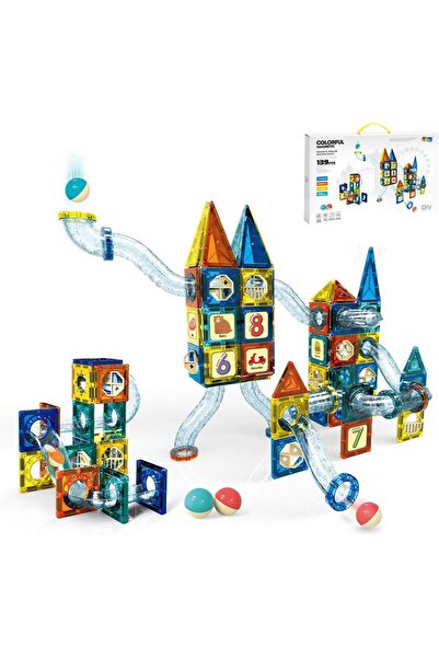 lil munchkins - 139 Pieces Colorful Magnetic Pipeline Building Block Set
