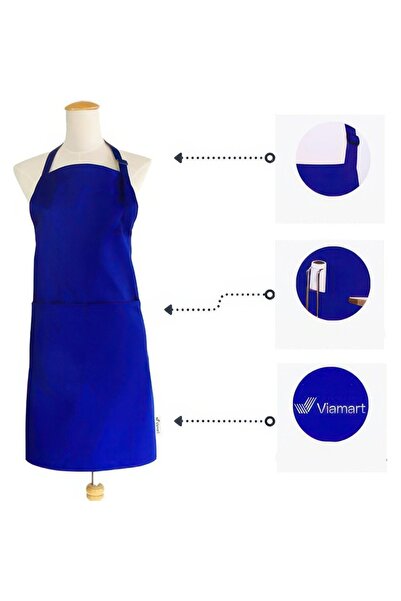 Viamart unisex kitchen apron, 3 pockets, 80% polyester, 20% cotton