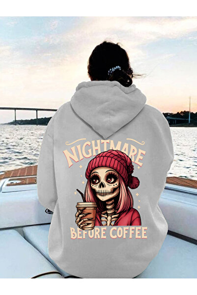 uyguntarz Unisex Nightmare Printed Hooded Sweatshirt