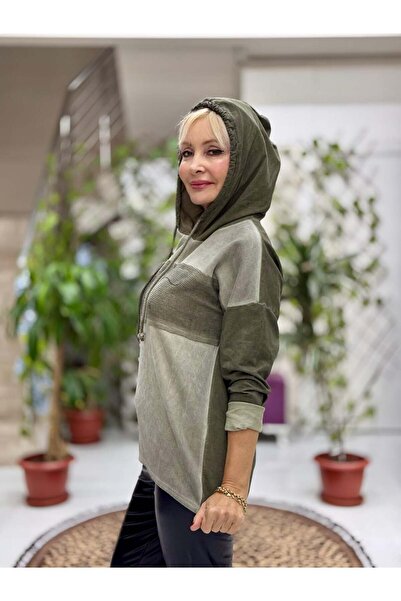 Punta Otantik Nc56868 Italian Enjoy Written K Hooded Cotton Sweatshirt Khaki