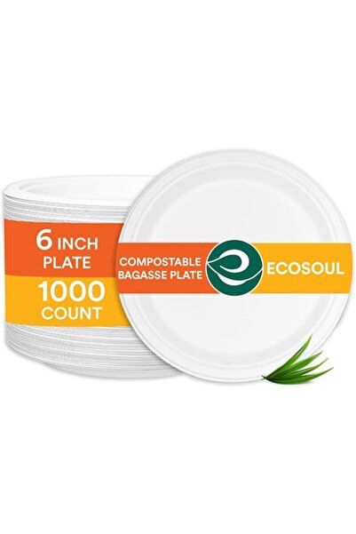 OEM SOUL 15 cm Compostable Paper Plates, 1000 pcs, White