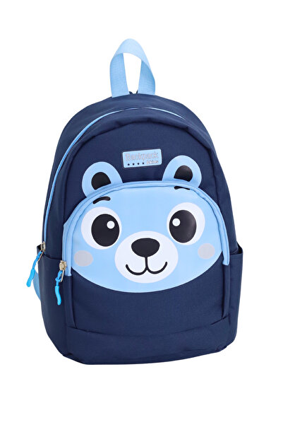 Probag Navy Blue Kindergarten Nursery Bag with Bear Figure, 4 Compartments, Boys and Girls Children's Backpack