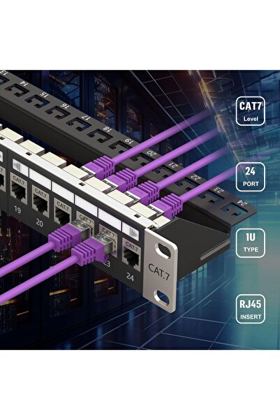 FGB 10Gbps 1U 24-Port Cat7 Shielded Keystone Patch Panel (19" Rackmount/Wall Mount)