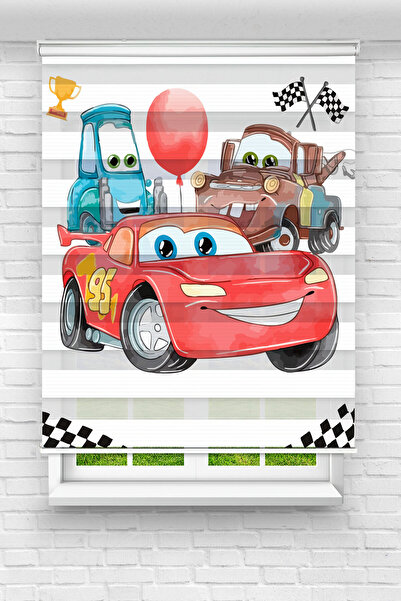 Pembepanjurevtekstıl (ENXBOY)ŞİMŞEK MCQUEEN ARKADAŞLARI DİJİTAL BASKILI ZEBRA...