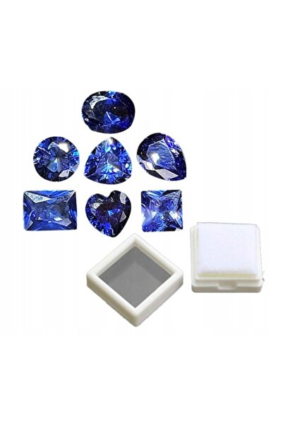 OEM Set de 7 pietre de safire, nuanțe de albastru, 7x7mm