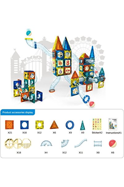 lil munchkins - 139 Pieces Colorful Magnetic Pipeline Building Block Set