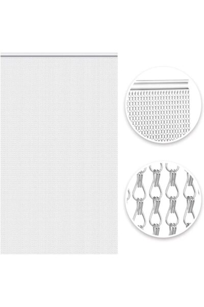 OEM Perdea de ușă cu lanț VerRich, 80x200 cm, argintie, set