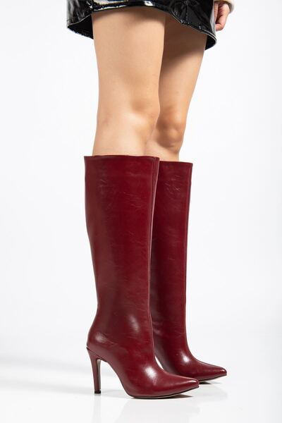 Budi Syt-2004 Burgundy Wrinkled Patent Leather Daily Boots