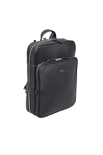 GUARD Black Horizontal Leather Backpack