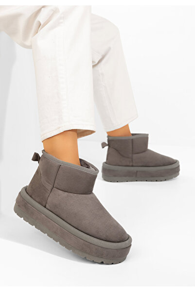 B T Shoes Grey Libby platform boots