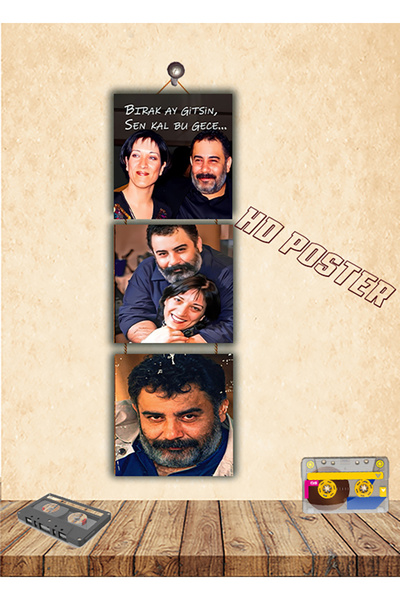 HD POSTER Ahmet Kaya Sözler Temalı Üçlü MDF İpli Duvar Tablosu