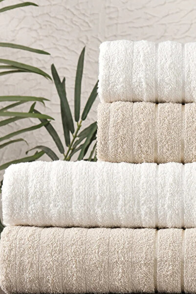 HRN Textile 4-Piece Cotton Wave Bath Towel Set