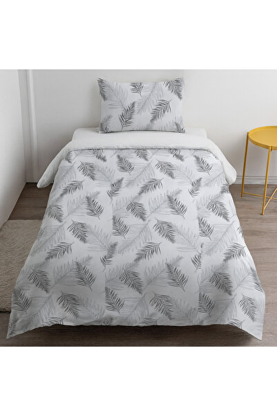 rabiatekstil طقم غطاء لحاف فردي عصري بنمط ريش رمادي (بدون ملاءات)