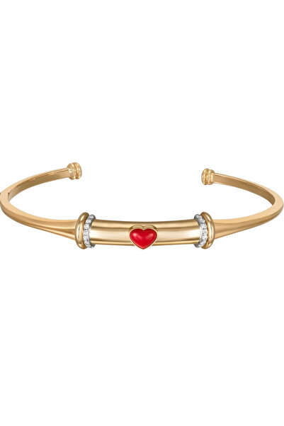 Vi store Çelik Kırmızı Kalp Detaylı Bileklik