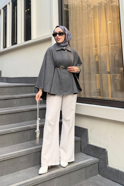 Tarzım Tuba Oversized Cape Cut Cashmere Poncho