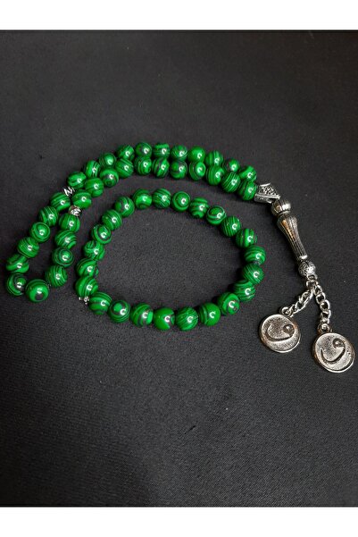 MRYart Green Black Malachite Stone Natural Stone Prayer Beads and Bracelet Set